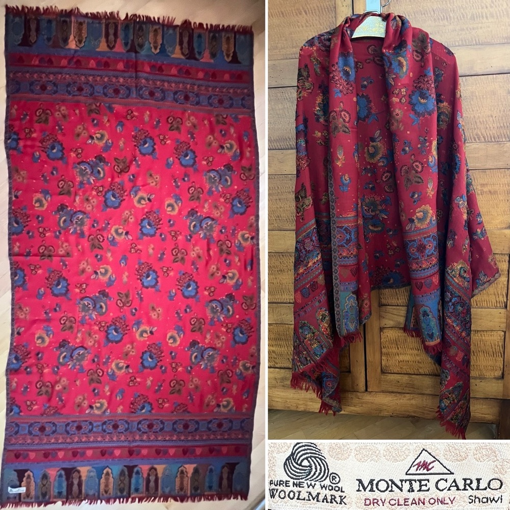 🐑Oversized Shawl | Pure New Wool Woolmark | Fringed | Vibrant | MC Monte Carlo